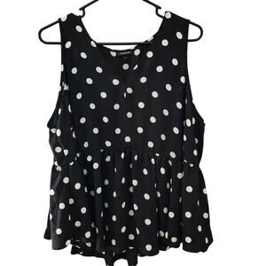 Torrid Sleeveless Blouse Polka Dot Empire Waist Ruffled Size 2
